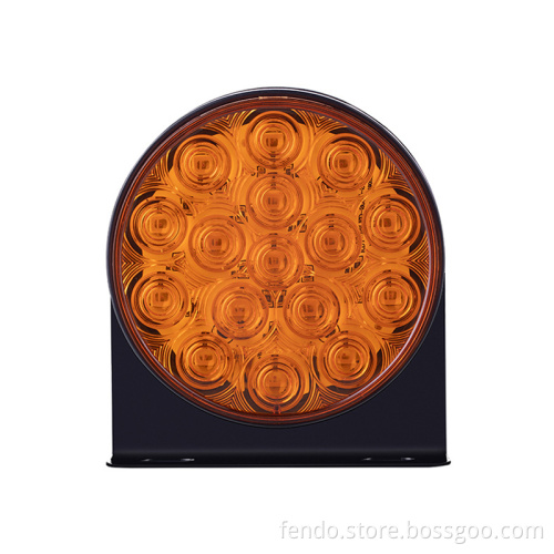 Universal High-Quality 4 Inch Round Amber 10-30V 16LED Trailer Truck Tail Light